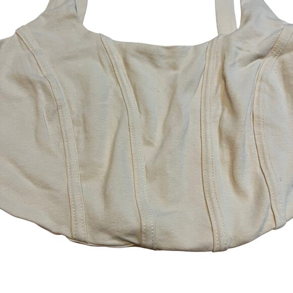 Wild Fable Women's Beige Seamed Cropped Corset Tank Top - Size Medium - NWT - Picture 3 of 6